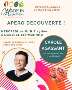 Apéro Découverte de Carole AGASSANT (agence 123 webimmo à Mazé-Milon) le 10 juin 2026